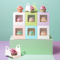 Scalloped Single Cupcake Box (Pack of 6) - MIXED